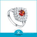 Large Red CZ Silver Jewelry Personality Ring (SH-R0605)